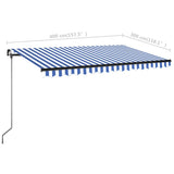 Manual Retractable Awning 400x300 cm Blue and White