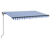 Manual Retractable Awning with LED 400x300 cm Blue and White - Front View