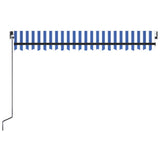Manual Retractable Awning with LED 400x300 cm Blue and White - Top-Down View