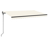 Manual Retractable Awning with LED 400x300 cm Cream - Front View