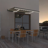 Manual Retractable Awning with LED 400x300 cm Cream