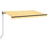 Manual Retractable Awning 450x300 cm Yellow and White - Front View