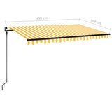 Manual Retractable Awning 450x300 cm Yellow and White