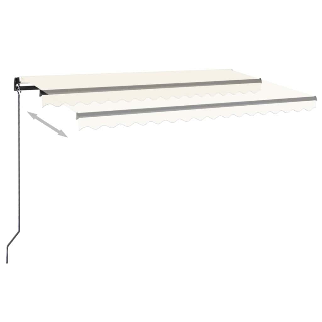 Manual Retractable Awning with LED 450x300 cm Cream