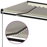 Manual Retractable Awning with LED 450x300 cm Cream