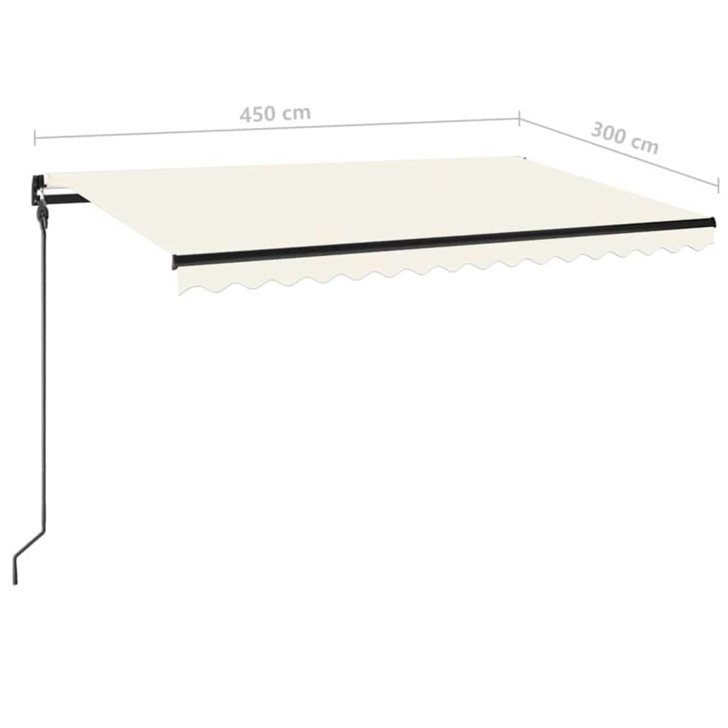 Manual Retractable Awning with LED 450x300 cm Cream