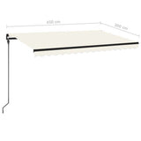 Manual Retractable Awning with LED 450x300 cm Cream - Close-Up Angle