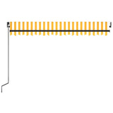 Manual Retractable Awning with LED 450x300 cm Yellow and White - Top-Down View