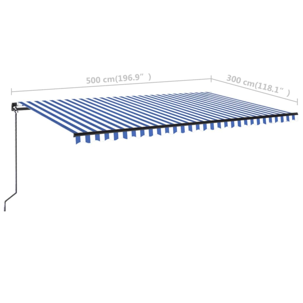Manual Retractable Awning 500x300 cm Blue and White
