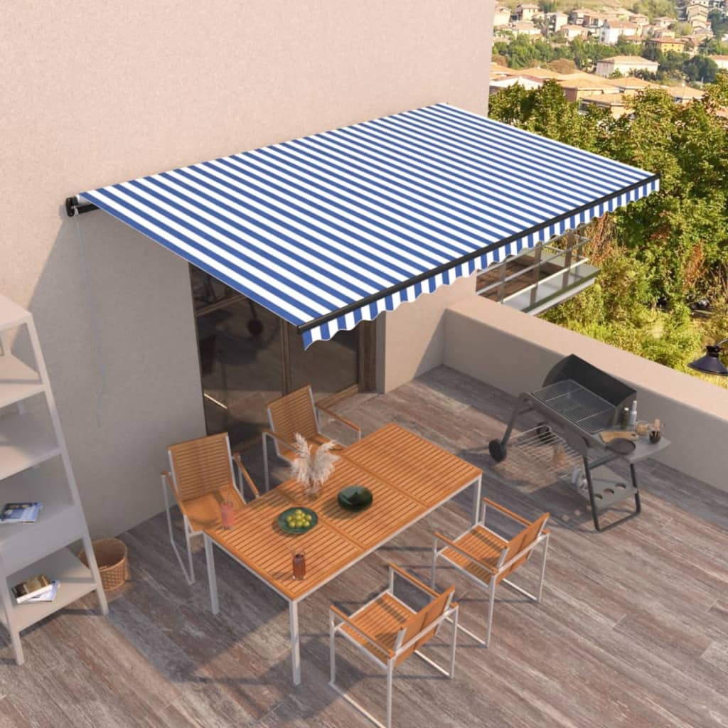 Manual Retractable Awning 500x300 cm Blue and White