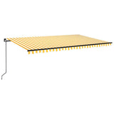 Manual Retractable Awning 500x300 cm Yellow and White - Front View