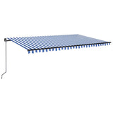 Manual Retractable Awning with LED 500x300 cm Blue and White - Front View
