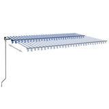 Manual Retractable Awning with LED 500x300 cm Blue and White - Side View