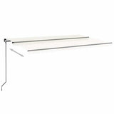 Manual Retractable Awning with LED 500x300 cm Cream - Side View