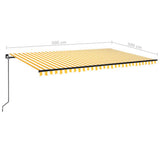 Manual Retractable Awning with LED 500x300 cm Yellow and White - Close-Up Angle