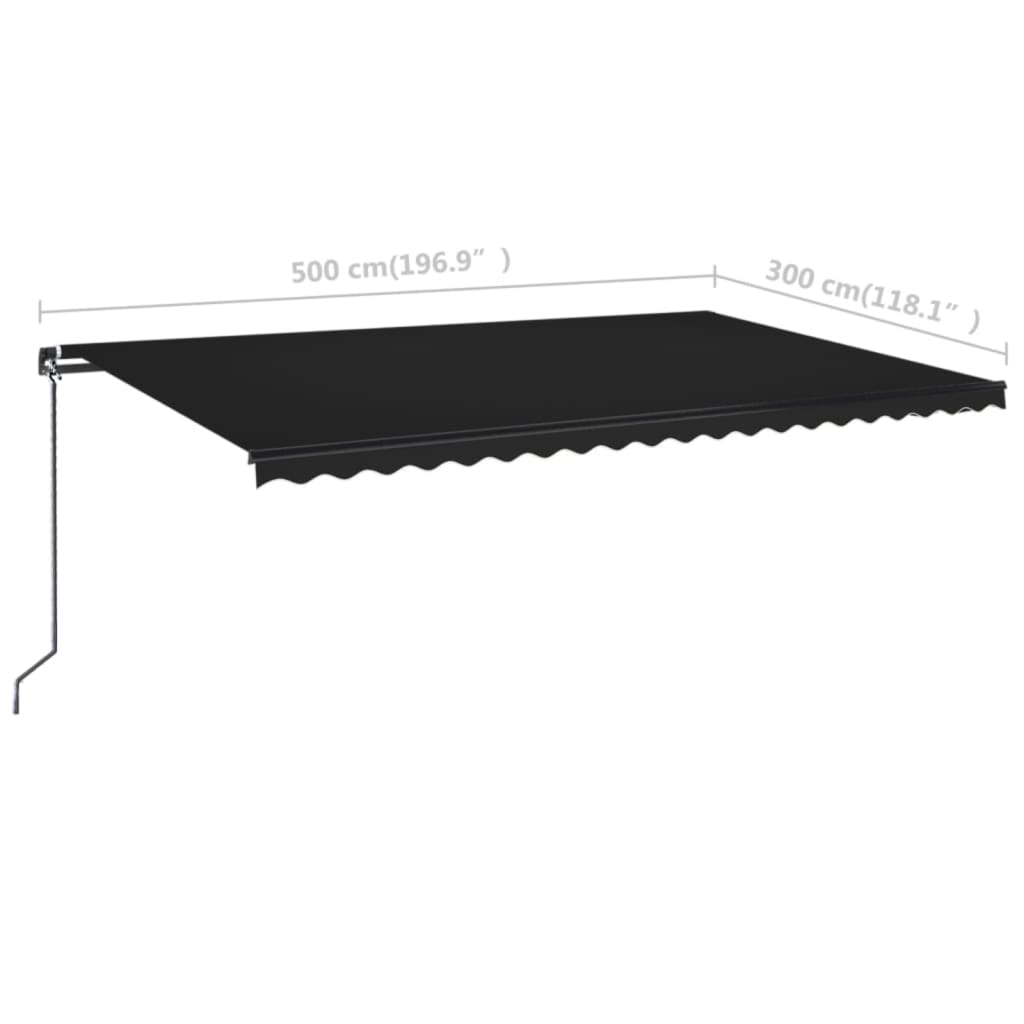 Manual Retractable Awning with LED 500x300 cm Anthracite