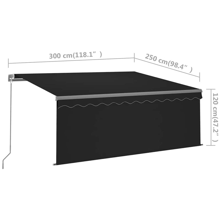 Manual Retractable Awning with Blind&LED 3x2,5m Anthracite