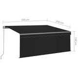 Manual Retractable Awning with Blind 3.5x2.5m Anthracite - Close-Up Angle