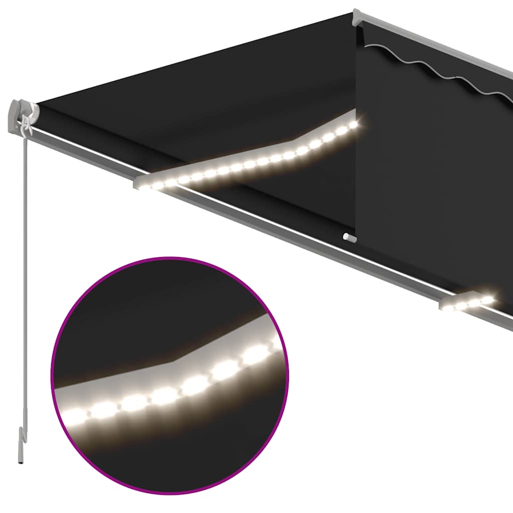 Manual Retractable Awning with Blind&LED 3.5x2.5m Anthracite