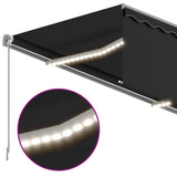 Manual Retractable Awning with Blind&LED 4x3m Anthracite - 45-Degree Angle