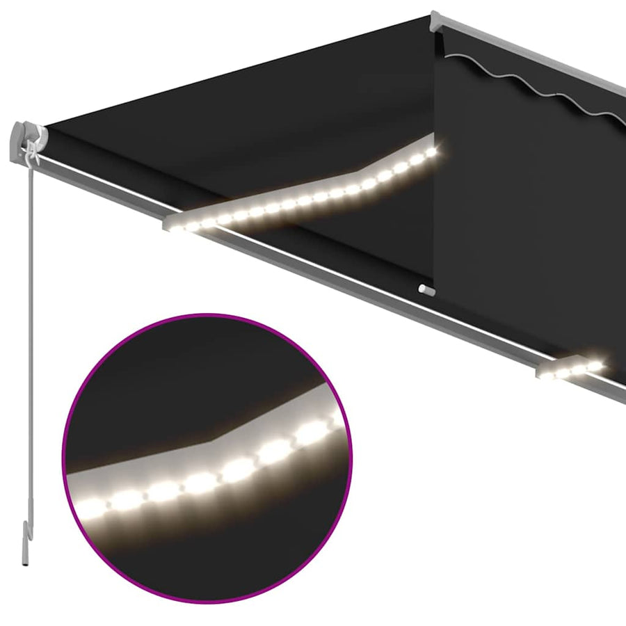 Manual Retractable Awning with Blind&LED 4,5x3m Anthracite