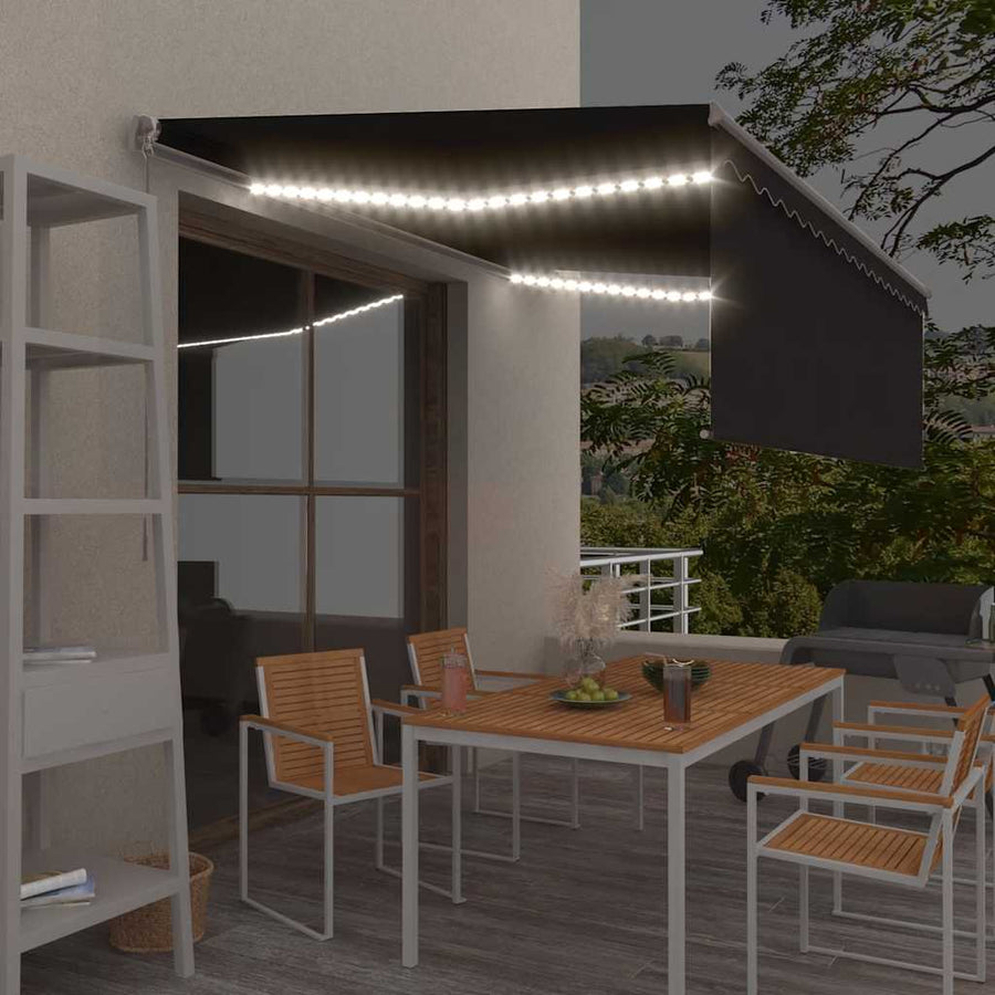 Manual Retractable Awning with Blind&LED 4,5x3m Anthracite