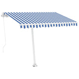 Freestanding Manual Retractable Awning 300x250 cm Blue/White - Front View