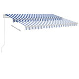 Freestanding Manual Retractable Awning 300x250 cm Blue/White - Side View