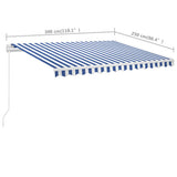 Freestanding Manual Retractable Awning 300x250 cm Blue/White - Extra Image
