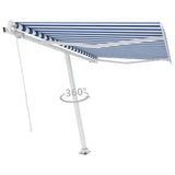Freestanding Manual Retractable Awning 300x250 cm Blue/White - Top-Down View