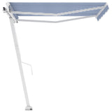 Freestanding Manual Retractable Awning 300x250 cm Blue/White - Close-Up Angle