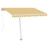 Freestanding Manual Retractable Awning 300x250 cm Yellow/White - Front View
