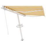 Freestanding Manual Retractable Awning 300x250 cm Yellow/White - Side View