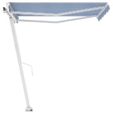 Freestanding Manual Retractable Awning 350x250 cm Blue/White - Front View