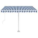 Freestanding Manual Retractable Awning 350x250 cm Blue/White - Top-Down View