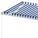 Freestanding Manual Retractable Awning 350x250 cm Blue/White - Close-Up Angle
