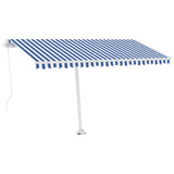 Freestanding Manual Retractable Awning 400x300 cm Blue/White - Front View
