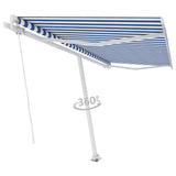 Freestanding Manual Retractable Awning 400x300 cm Blue/White - Extra Image
