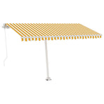 Manual Awning 4.5 x 3 m Yellow and White Stripe 100% Polyester
