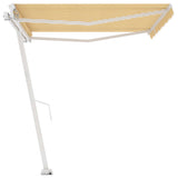Freestanding Manual Retractable Awning 450x300 cm Yellow/White - Rear View