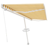 Freestanding Manual Retractable Awning 500x300 cm Yellow/White (313193+313176+315091) - Low Angle
