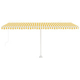Freestanding Manual Retractable Awning 500x300 cm Yellow/White (313193+313176+315091) - Side View