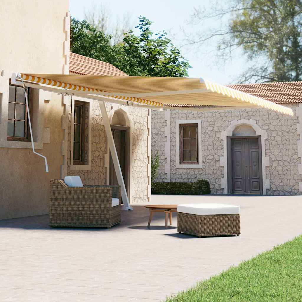 Freestanding Manual Retractable Awning 500x300 cm Yellow/White (313193+313176+315091)