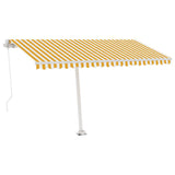 Freestanding Manual Retractable Awning 400x350 cm Yellow/White (313195+313177+315091) - Side View