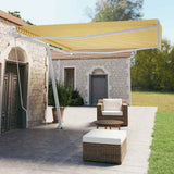 Freestanding Manual Retractable Awning 400x350 cm Yellow/White (313195+313177+315091)