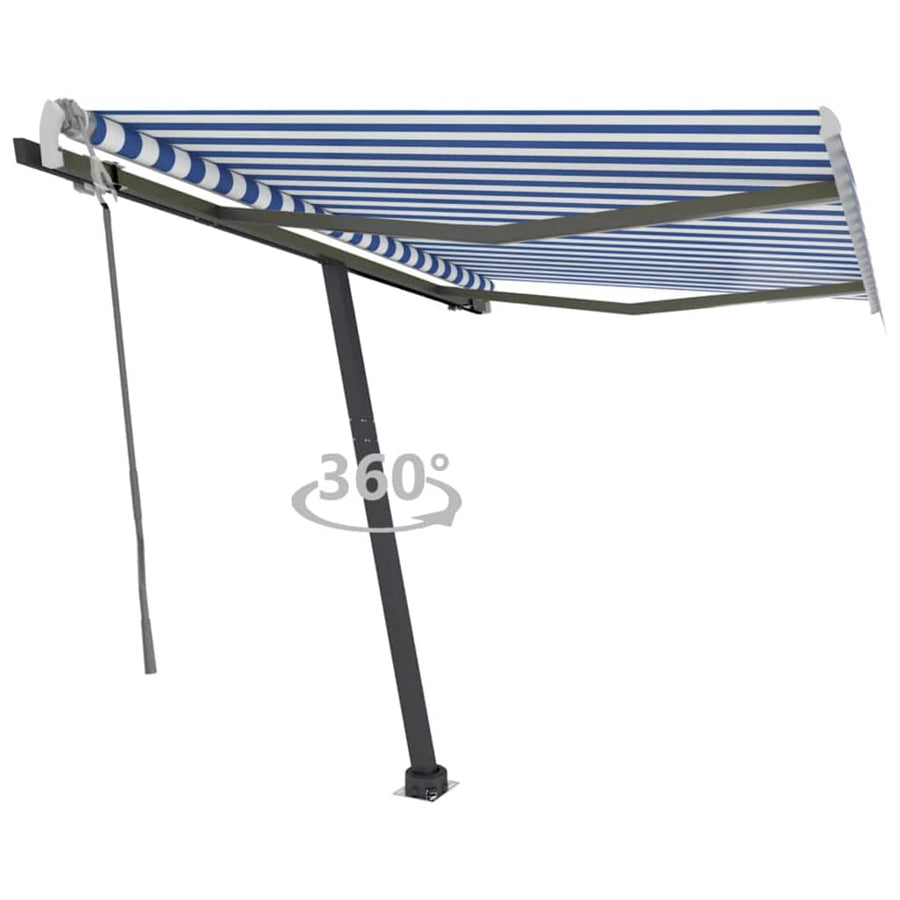 Manual Awning 3 x 2.5 m Blue and White Stripe 100% Polyester