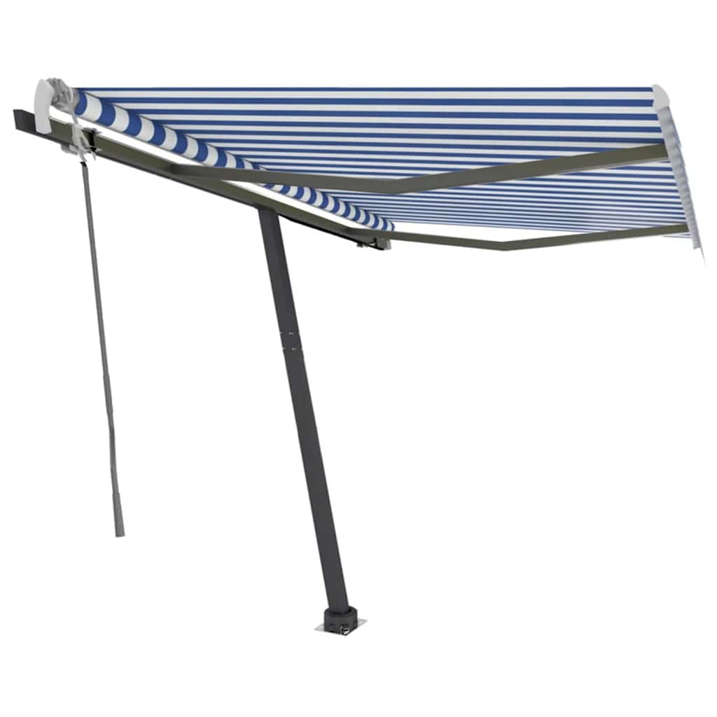 Freestanding Manual Retractable Awning 300x250 cm Blue/White