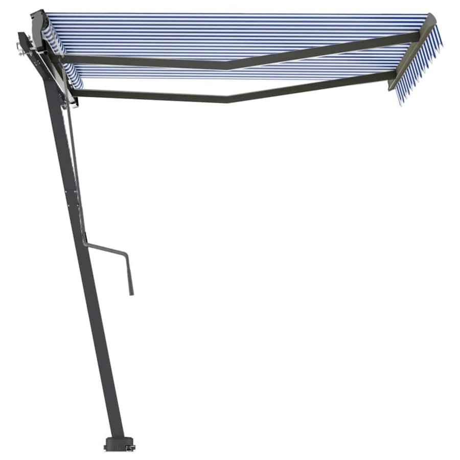 Manual Awning 3 x 2.5 m Blue and White Stripe 100% Polyester