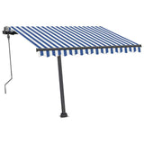 Freestanding Manual Retractable Awning 300x250 cm Blue/White - Side View