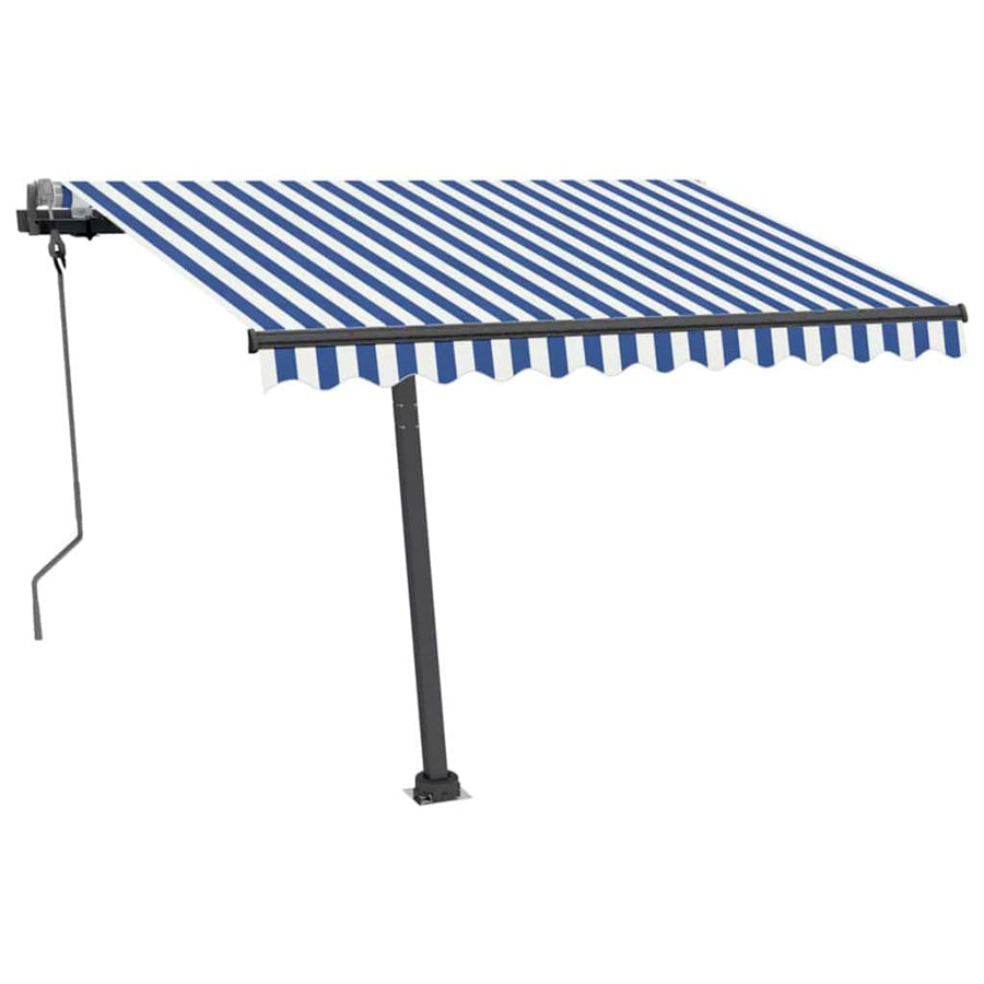 Manual Awning 3 x 2.5 m Blue and White Stripe 100% Polyester